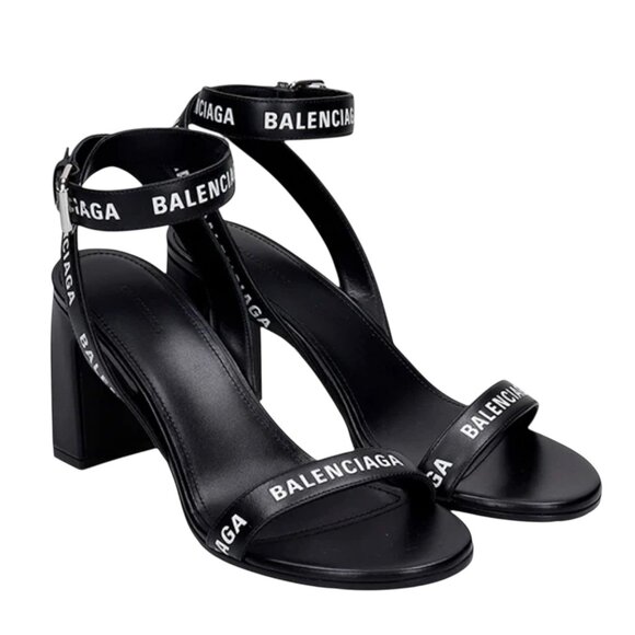 Balenciaga Women's Ankle Wrap Mid Heel Sandals Size 38 IT, 8 US - Picture 1 of 8